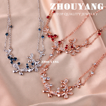 Top Quality ZYN067 Love of Butterfly Blue Crystal 18K White Gold Pated Pendant Necklace Jewelry Austrian