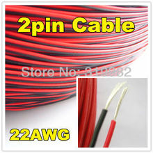 20m/lot, 2pin Red Black cable, Tinned copper 22AWG, PVC insulated wire, Electronic cable, LED cable, 20meters freeshipping(China (Mainland))