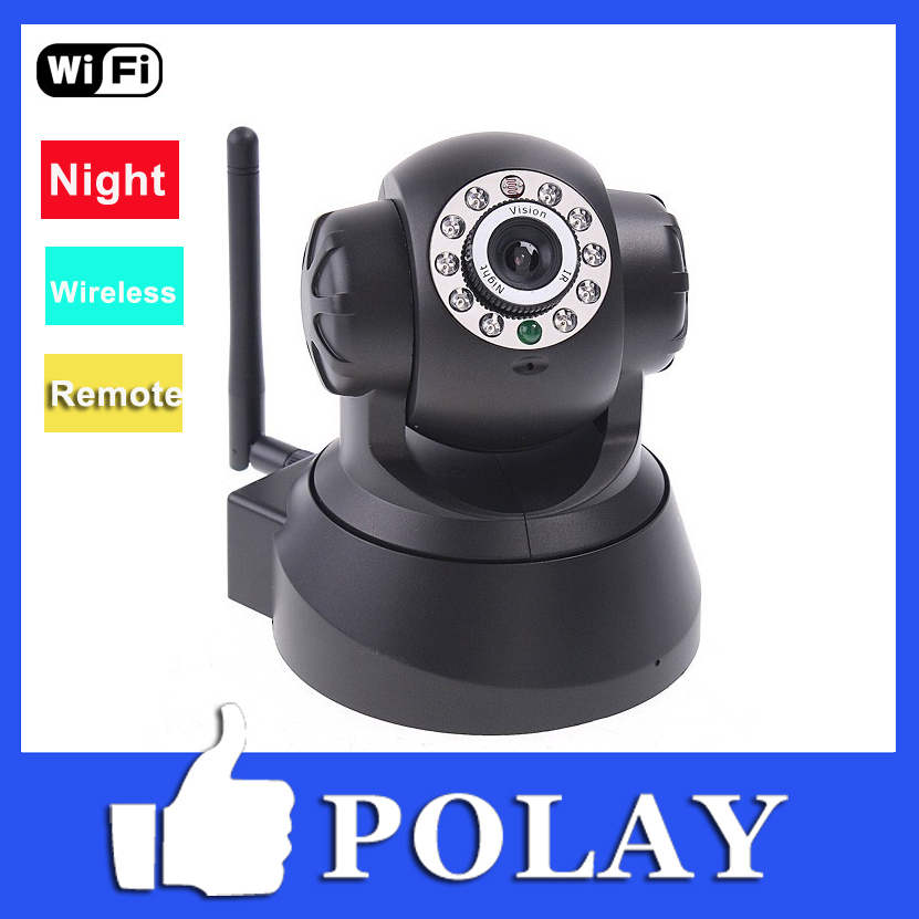 Free Shipping Remote Control Wireless WiFi Monitor IP Camera 10 IR Night Vision WPA Ethernet CCTV PT Webcam 2 Way Audio IPCAM(China (Mainland))