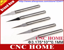 10 pcs/lot 3.175mm 10 Degree 0.1mm Flat Bottom Cutting Tool Bits, V Shape Carbide Engraving Tools Milling Cutters Free Shipping(China (Mainland))