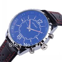 Free Shipping High Quality Fashion Blue Glass Luxury Upstart Brand Gentle Man Quartz Wrist Watch With Black Leather Belt JW121
