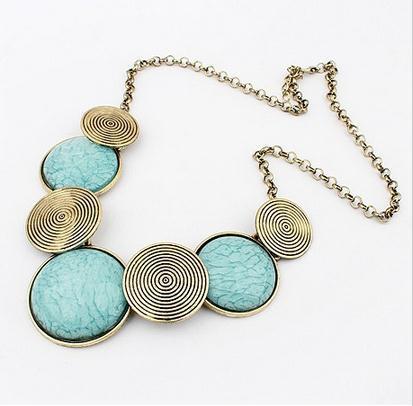 3 Colors Free shipping New Arrival Fashion Elegant Metal Round gem collar necklace statement jewelry women