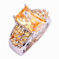 Wholesale Emerald Cut Morganite 925 Silver Ring Size 7 8 9 10 Newest Design Women For Lover New Jewelry Free Shipping