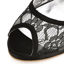 Black Sexy Cut outs Lace Heels EP11084 PF Peep Toe Platform Stiletto Heel Lace Wedding Bridal