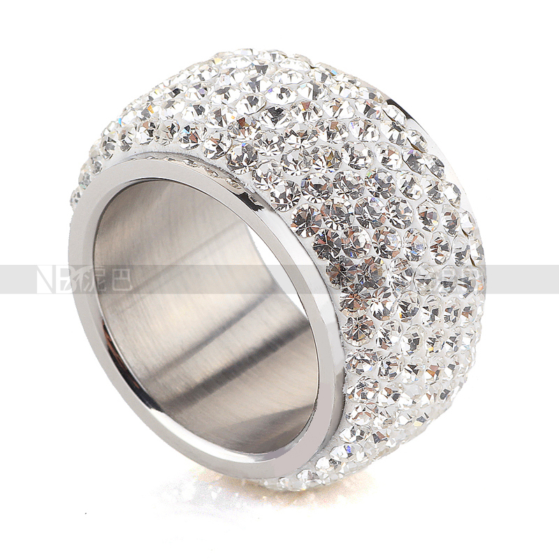 Wholesale High Quality Classic Platinum Plated Six Row Crystal Jewelry Wedding Ring FREE SHIPPING 