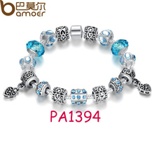 2015 Aliexpress HOT SELL 11 Style 925 Silver European Charm Bracelet for Women with Glass Beads