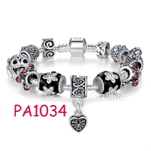 2015 Aliexpress HOT SELL 11 Style 925 Silver European Charm Bracelet for Women with Glass Beads