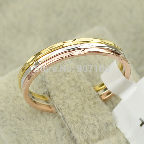 Italina brand new 2015 18K Platinum rose yellow Gold Classic design wedding rings for women jewelry
