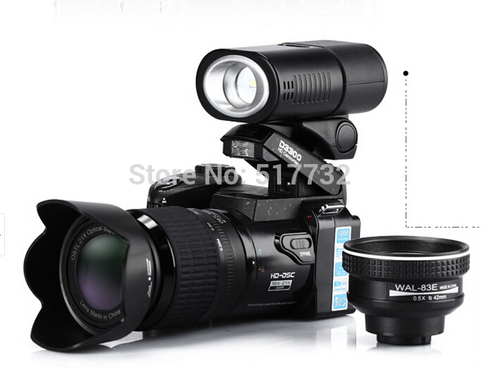 Free shipping D3200 16MP HD digital video camera 21x optical zoom lens LED light three large