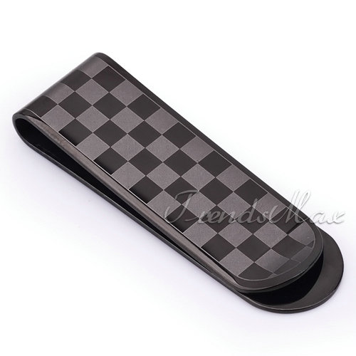 Stainless Steel MONEY CLIP Mens Money Clip Fashion Black Grid Pattern money clip Whlosale Bluk Price