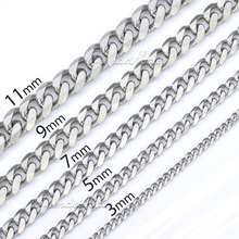 Huge Stainless Steel Necklace Curb  Mens Chain Silver Tone chain necklace KNW55