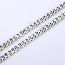 Fashion Gift Customized 9 11mm Wide Mens Chain Boys Necklace Curb Cuban Link Silver Tone Stainless