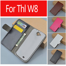 Luxury Crazy horse Wallet  Leather Case cover  for THL W8  with Stand + Credit Card Holder free shipping