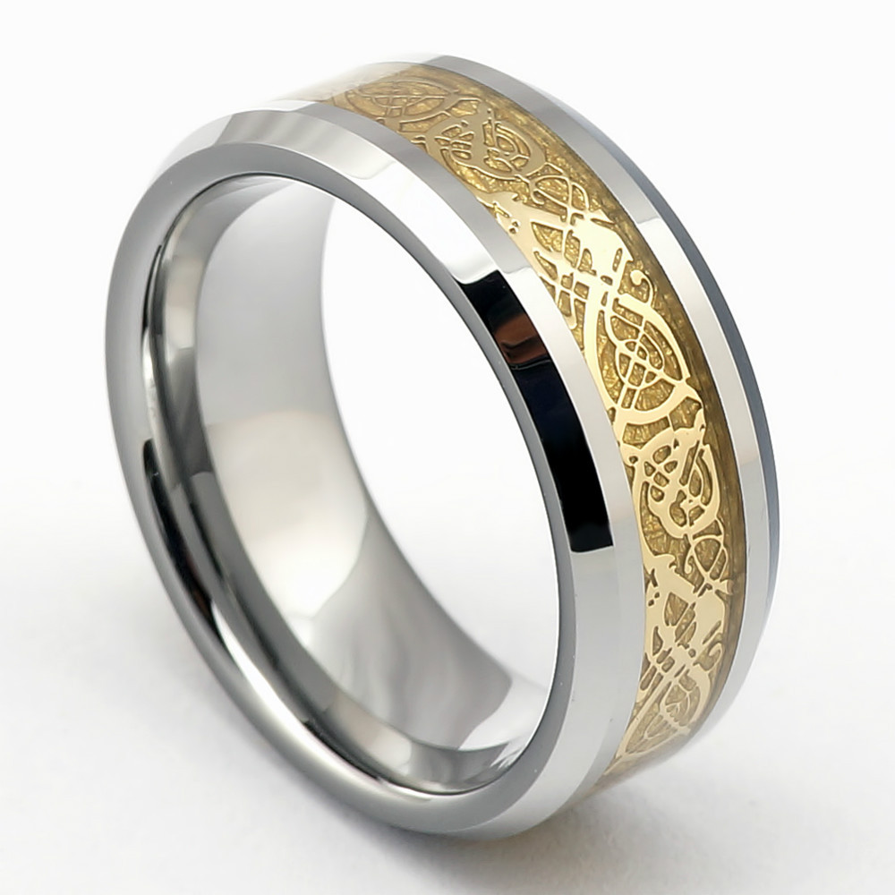 2014 Supernova Sale Gold Plated Men s Dragon Tungsten Carbide Ring Jewelry Wedding Band Rings for