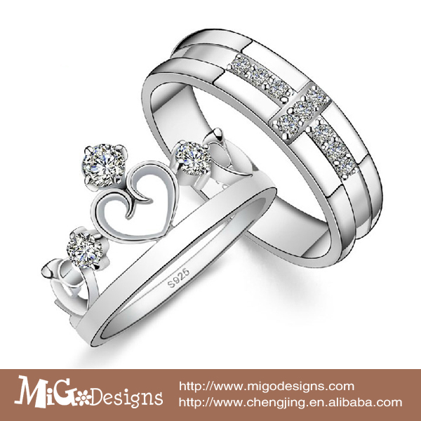 ... crystal king cross and queen crown couple rings set us  12 30 set