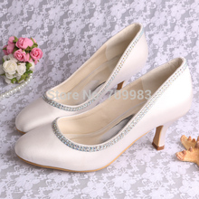  13 Colors Individually Handmade Wedding Shoes Low Heels White Silk Party Pumps Closed Toes Dropshipping