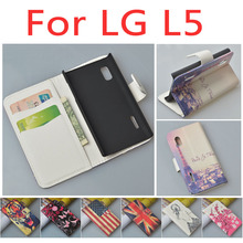 Luxury Pattern Flip Leather Case Cover For LG Optimus L5 E610 E612 ,with stand function and card slots, free shipping