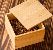 High Quality Bamboo Coffee Bean Box Square StorageTea Box Jewelry Box For Gift Flower Natural Bamboo