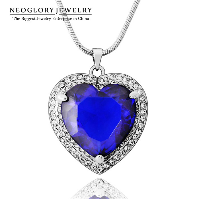 Neoglory AAA Zircon Rhinestone Alloy Platinum Plated Heart Love Necklace Pendants for Women Fashion Jewelry 2014