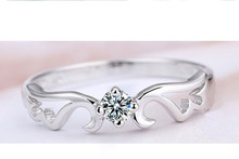 Angel Wing Silver Rings for Women Wedding Marriage Rings Sparkly Engagement Simulated Diamond Jewelry Charm Jewelry