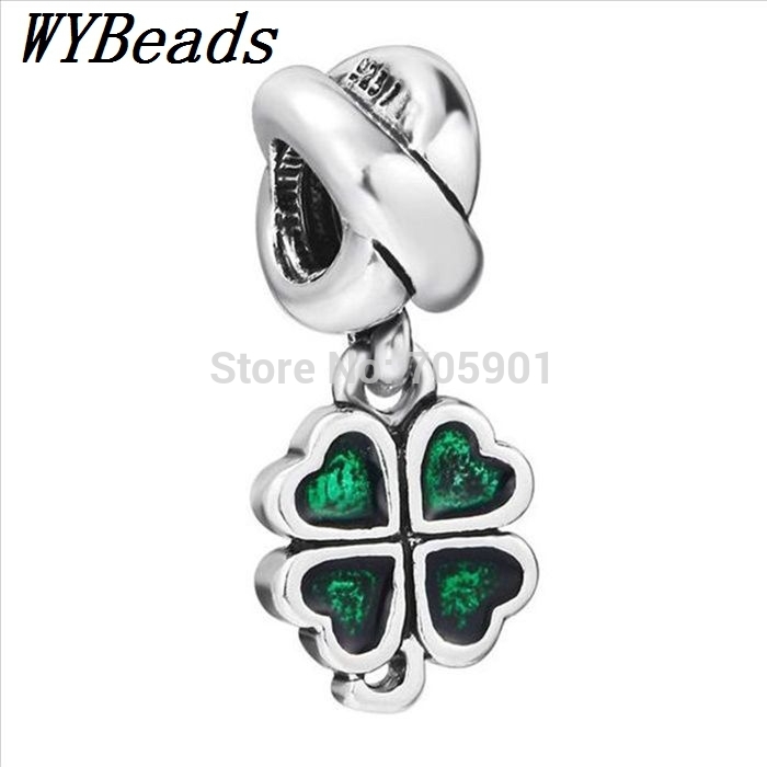 New Brand 925 Sterling Silver Charm Green Flower Pendant European Floating Charms Silver Beads for Snake