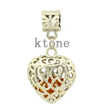 1 Piece 2014 New Arrival 925 Silver Beads Heart Pendants Fit European Pandora Charms Bracelet Necklace