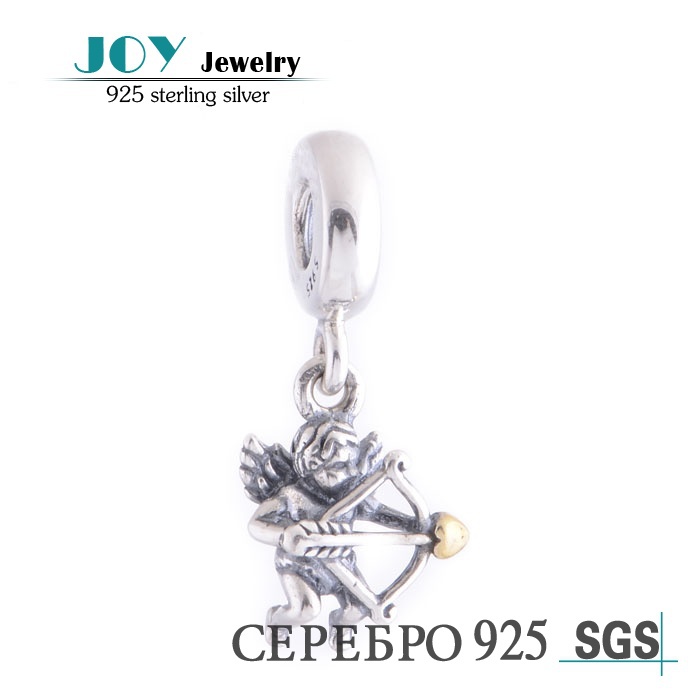 New 2014 Cupid Charm 925 Sterling Silver Pendants for Jewelry Making Angel Design Fits Pandora Style