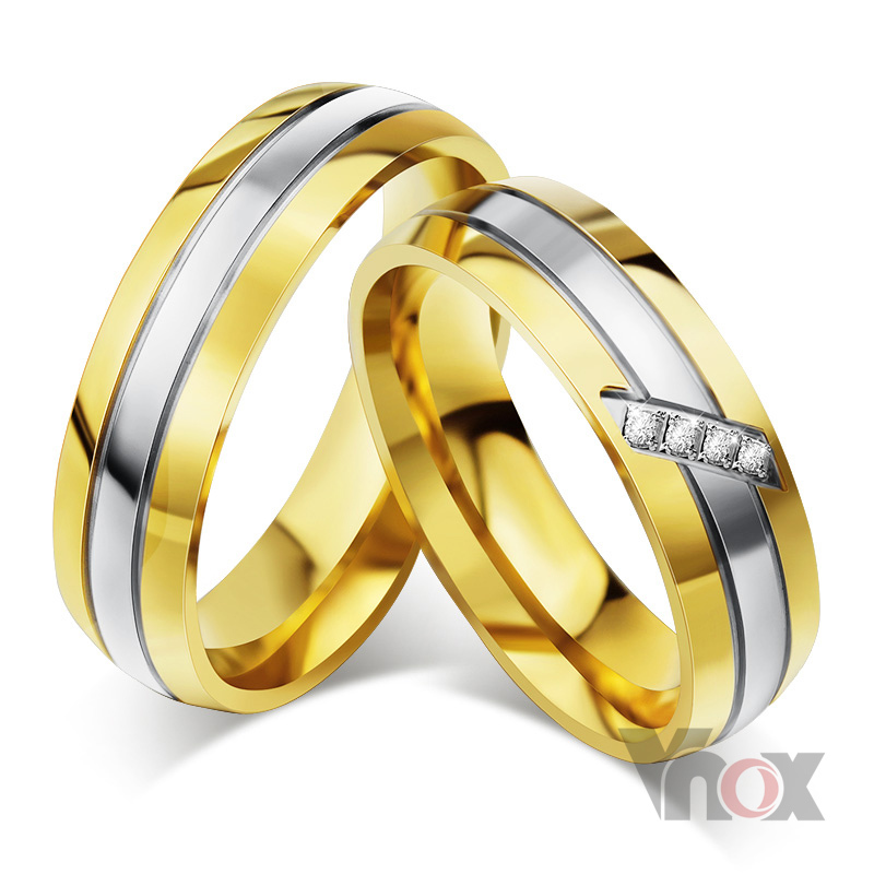 New fashion gold wedding rings with stone and without stone design for men and women jewelry