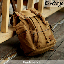 Genuine Leather Canvas Backpack Men,Military Tactical Backpack,Girls Vintage School Backpack,Women Laptop Backpack Bag,Rucksack