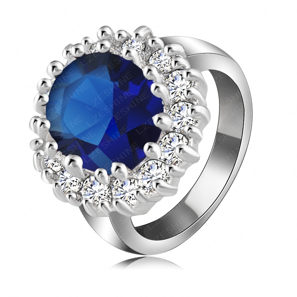 British Kate Princess Diana William Engagement Ring Platinum Plated Austrian Crystal SWA Element Ring Fashion Jewelry