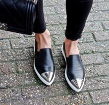 Sapatos Femininos Creepers Free Shipping 2014 Autumn Real Metal Top Pointed Flat Shoes With Women Korean