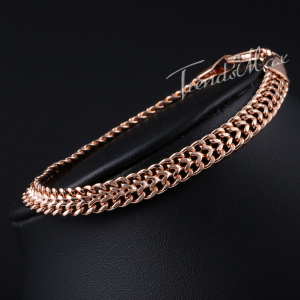7mm Helix Bismark Link Chain Mens Chain Womens Bracelet 18K Rose Gold Filled Bracelet Wholesale Jewelry