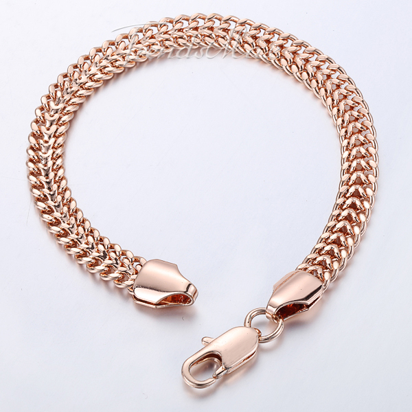 7mm Helix Bismark Link Chain Mens Chain Womens Bracelet 18K Rose Gold Filled Bracelet Wholesale Jewelry