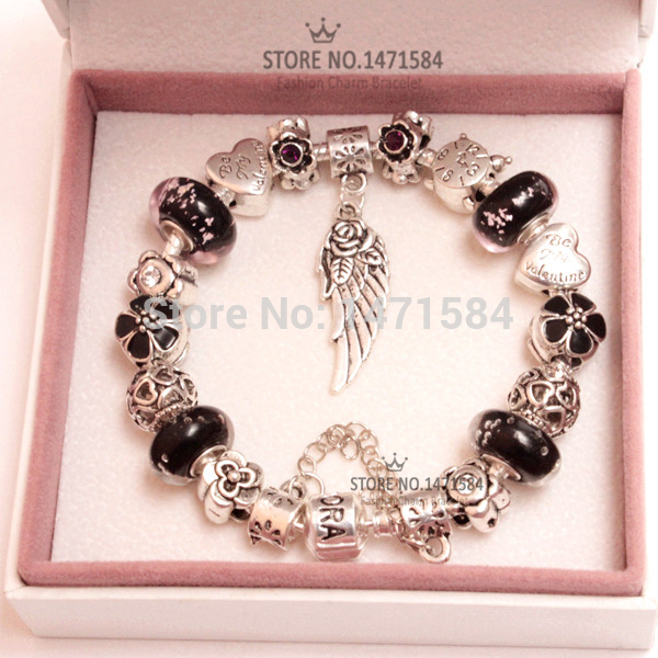  18 21CM European style charm Wing beads Fit Pandora Style Bracelet for women Fashion Wing