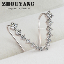 Top Quality 2015 New Four Prong Setting 7pcs CZ Diamonds 18K Gold Plated Ear Hook Stud