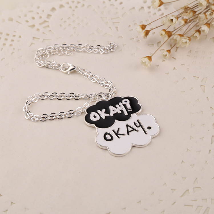 Cupid Fashion Jewelry The Fault in Our Stars Set of Two Okay Alloy Black White Necklace