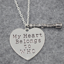 Cupid Jewelry Gift 18K sliver planted Doctor Who My Heart Belong To Who Heart With Sonic