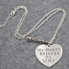 Cupid Jewelry Gift 18K sliver planted Doctor Who My Heart Belong To Who Heart With Sonic