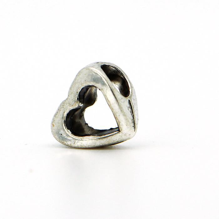 1piece 925 Silver High quality Pierced Heart Bead DIY big hole European Beads Fits Charm pandora