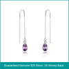 Wholesale & Retail for 100% Guaranteed Genuine 925 Sterling Silver Earrings Dangling Earrings With Stones,Free shipping! (O0036)