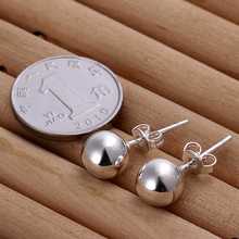Hot Sale Free Shipping 925 Silver Earring Fashion Sterling Silver Jewelry 8mm Bead Earrings SMTE073