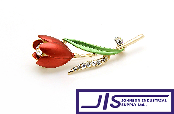 Luxurious Rhinestone Crystal with 18K plated Red Flower Pin Brooch Pin Badge Valentine s Day Gifts
