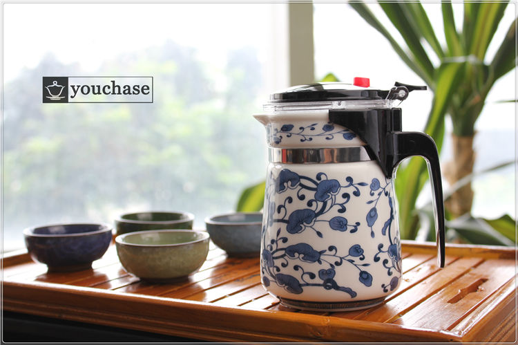 6 patterns available 500ml DEHUA porcelain office teapot blue and white mug integrative and convenient design