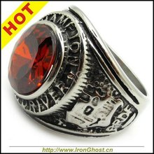 Boys Rings Fashion CZ Ruby Red 316L Stainless Steel Brass Championship Ring for Men Free Shipping