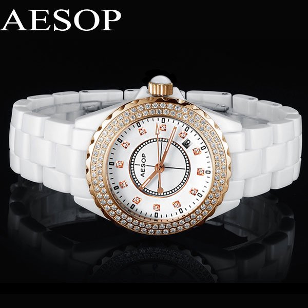 Купить набрать Эзопа белые керамические часы моды женщин горный ...