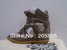 Original sole Fashion Women Sneakers Isabel Marant Shoes for Women Genuine leather High top Wedge high