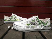 Chinese Bamboo Hand Painted Low top Canvas fashion Sneakers for Men Women