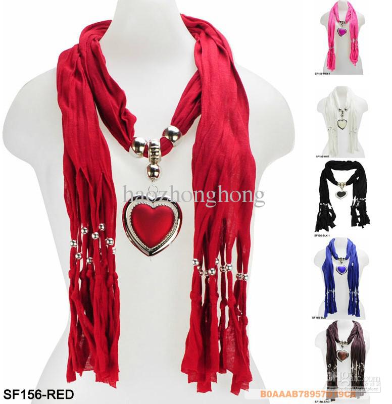 DIY-fashion-jewelry-ladies-scarf-necklace-scarf-heart-pendant-cotton ...