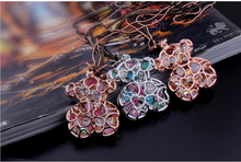 18K Rose Gold Plated Rhinestone Crystal long Luxury Bear fashion necklaces for women 2014 Jewelry Y2923