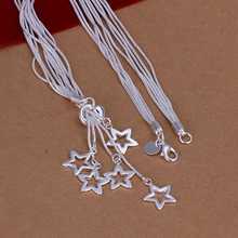 Hot Sale Free Shipping 925 Silver Necklace Fashion Sterling Silver Jewelry Five pointed Star Necklace SMTN152